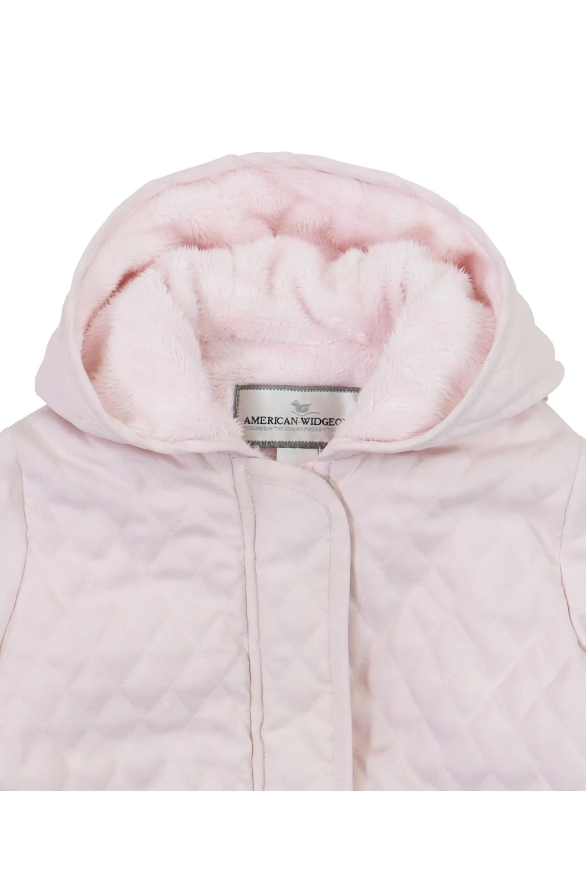 Hooded Quilted Barn Jacket Faux Fur- Light Pink