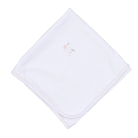 Vintage Stork Receiving Blanket - Pink