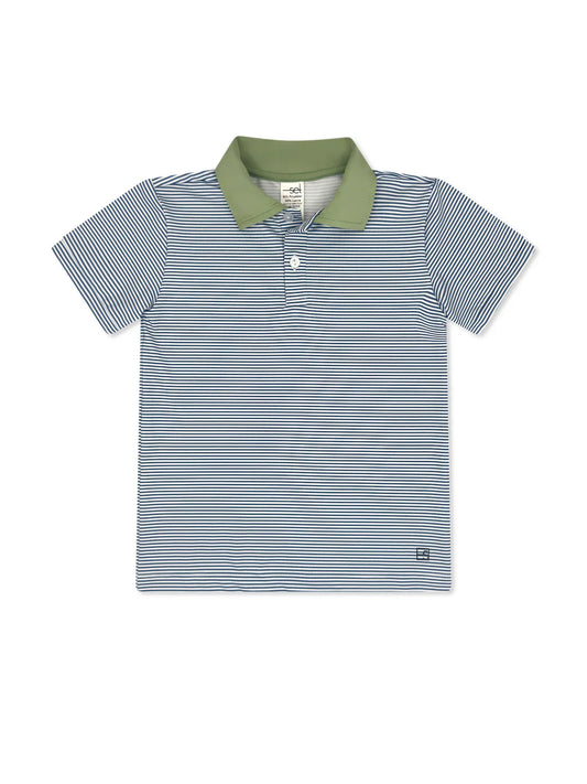 Parker Polo- Baton Rouge Blue Mini Stripe, Pistachio