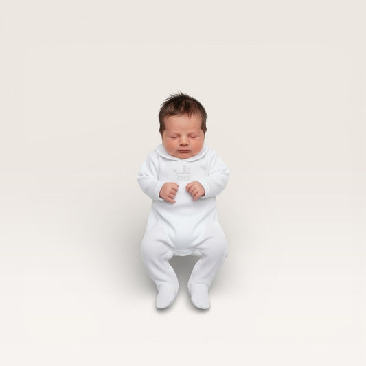Pima Footie with Pram Embroidery- Carmel