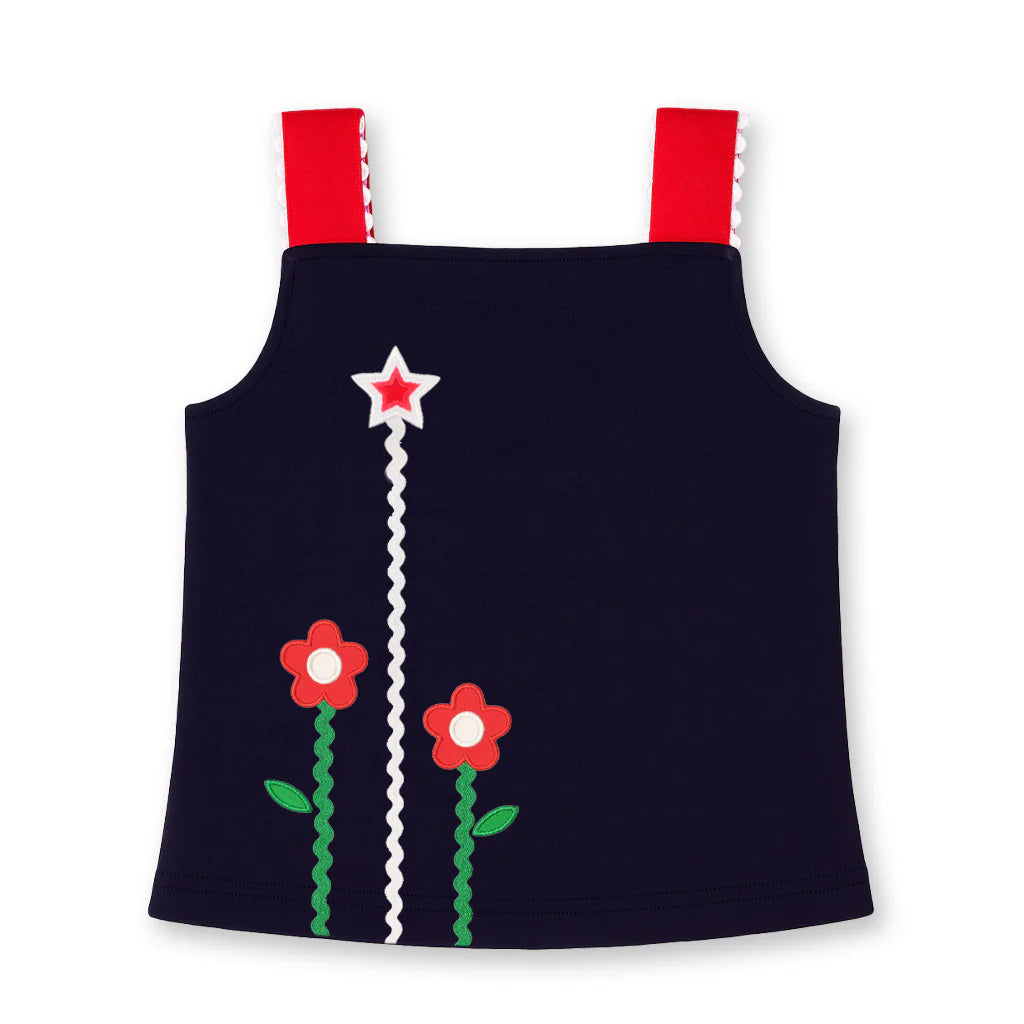 Knit Top with Ric Rac, Flowers, and Star