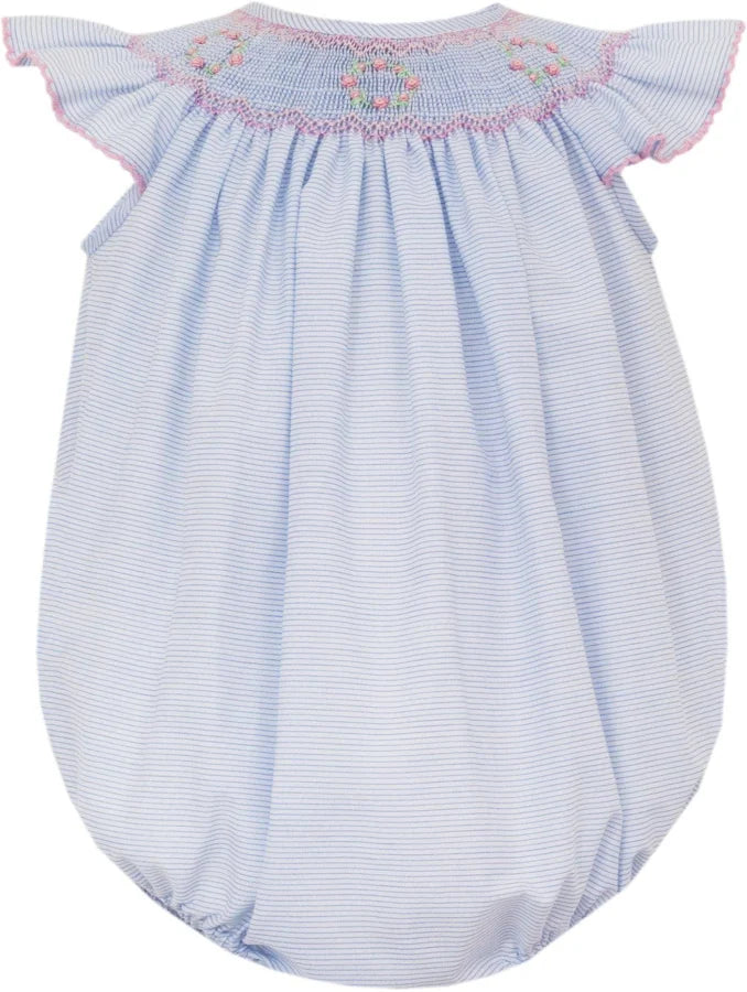 Riley - Blue Tiny Stripe Angel Wing Bishop Bubble