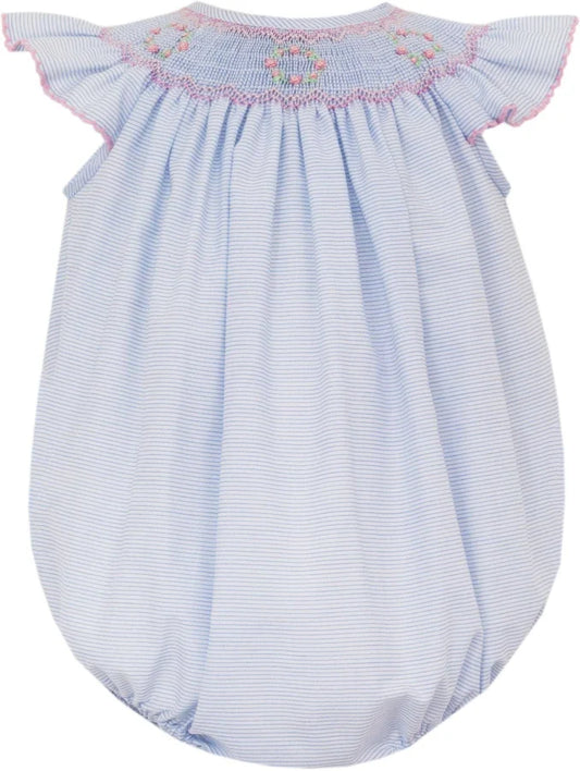 Riley - Blue Tiny Stripe Angel Wing Bishop Bubble