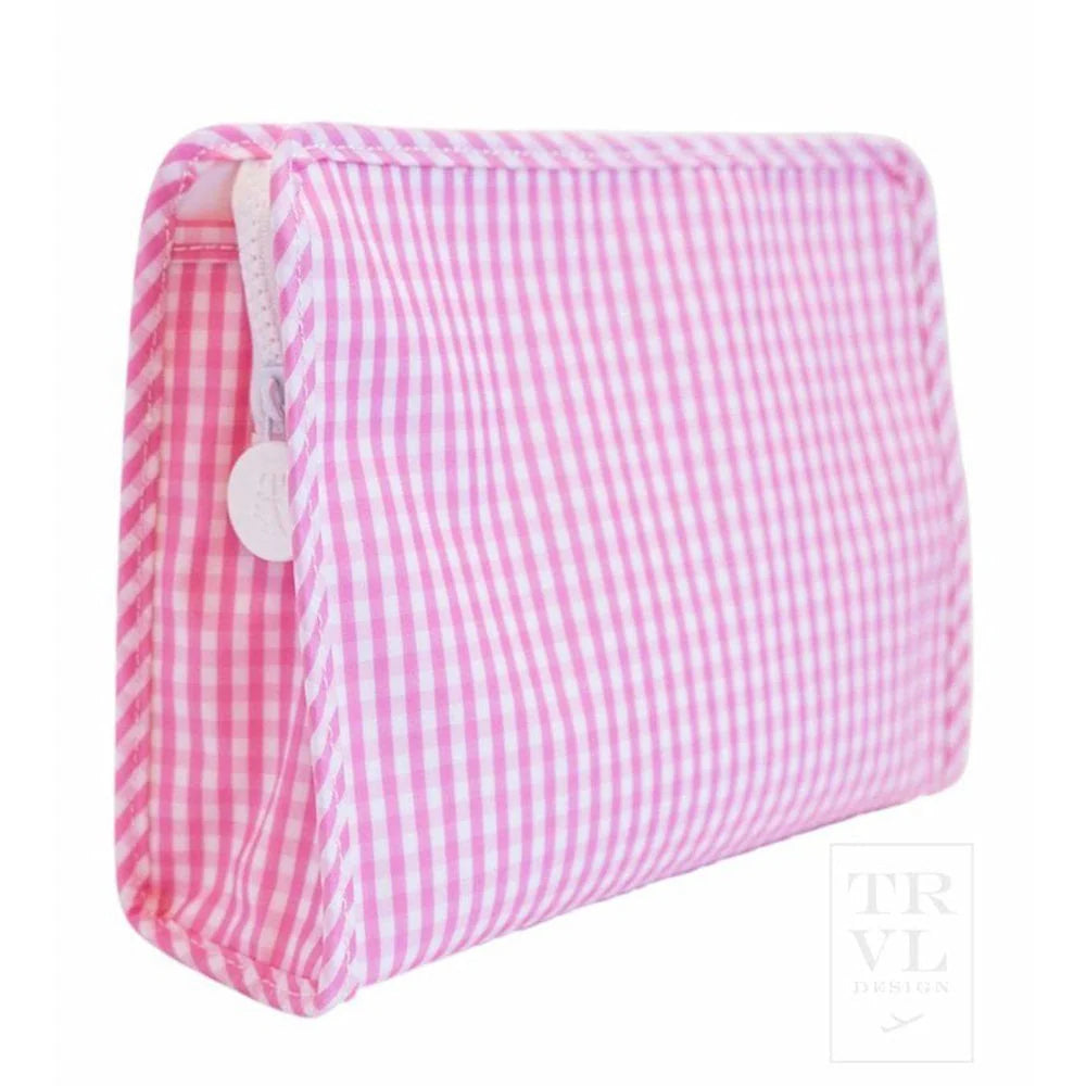 Rodie Large Zip Pouch- Gingham Pink