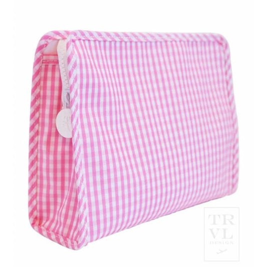 Rodie Large Zip Pouch- Gingham Pink
