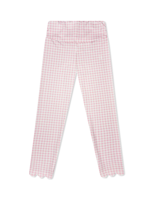 Sadie Scallop Legging- Cotton Candy Pink Check