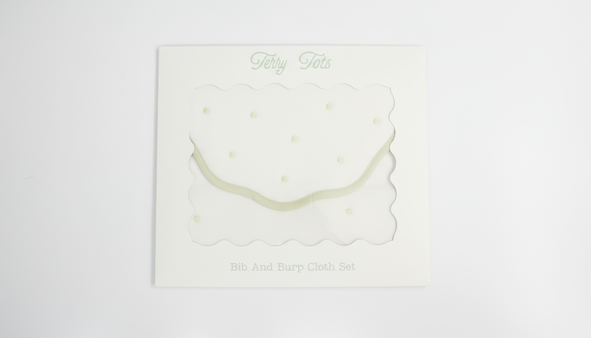 Bib & Burp Set - Sage Dots