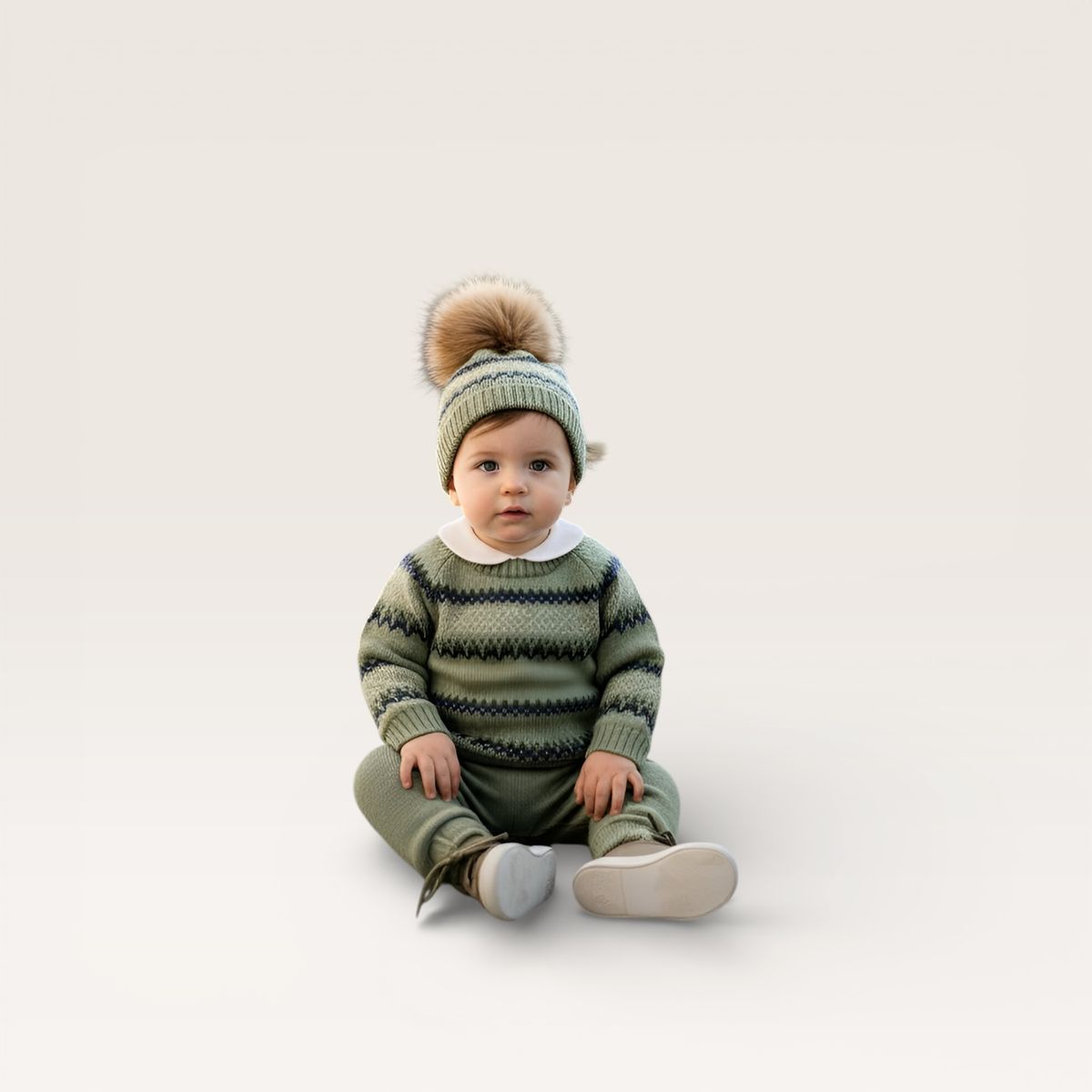 Fair Isle Hat Sage and Navy
