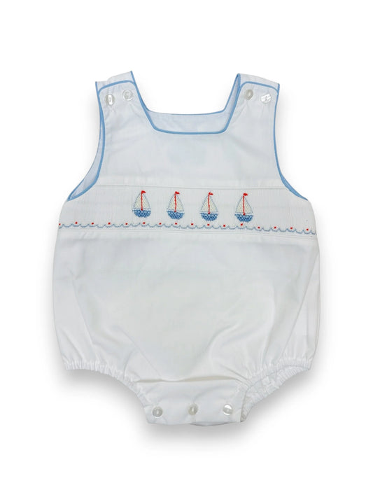 Sailboats Boys White Poplin John John