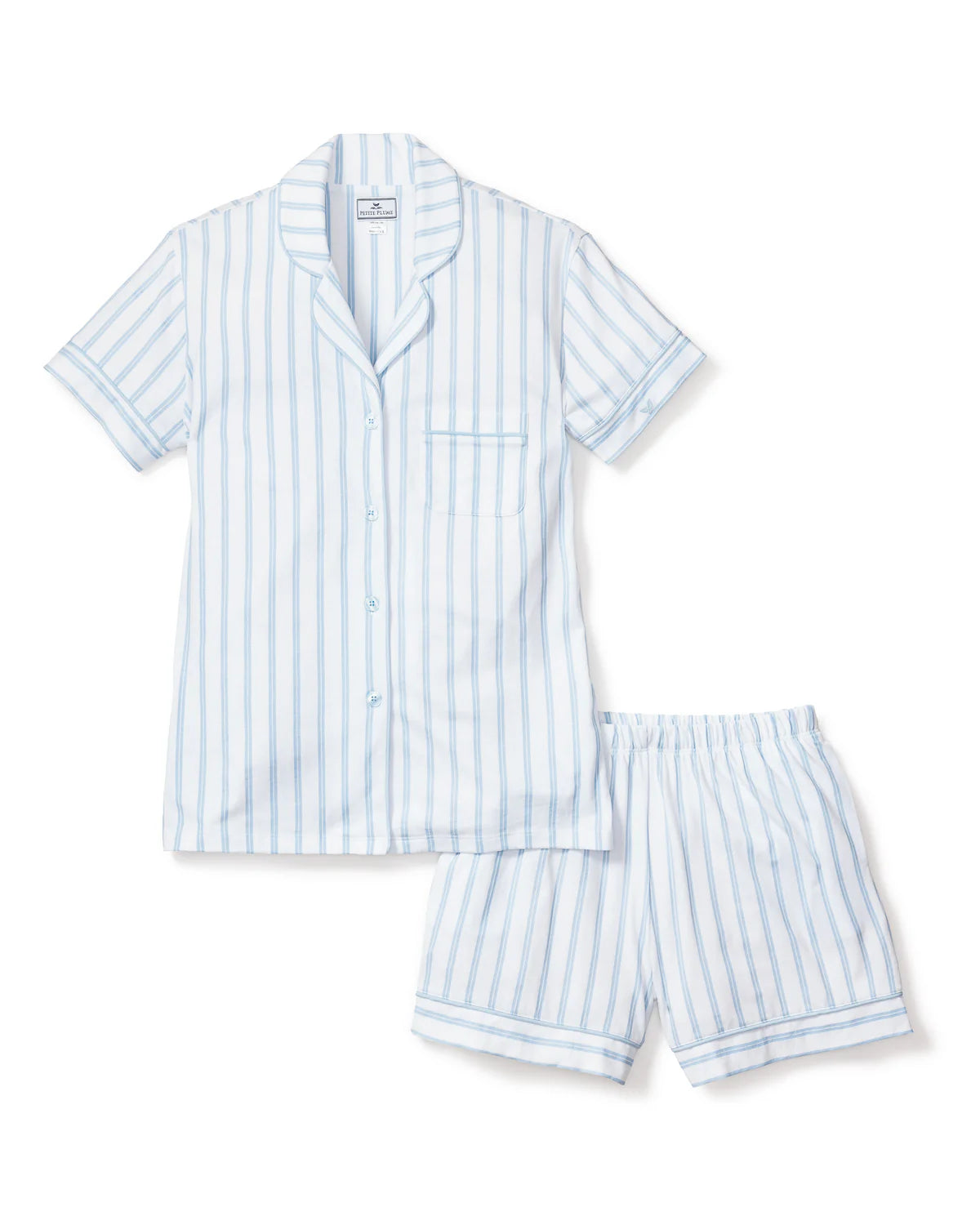 Luxe Pima Periwinkle Stripe Short Sleeve Short Set
