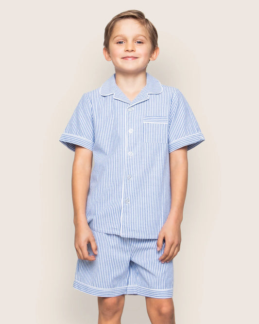 French Blue Stripe Pajama Short Set