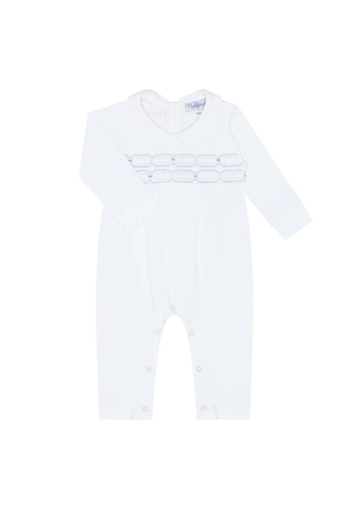 Signature Smocked Playsuit, White