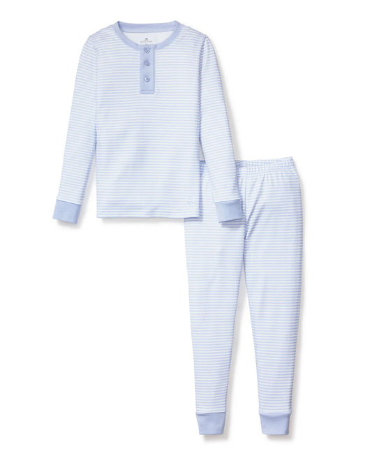 Kids Pima Snug Fit Pajama Set in Blue Stripes