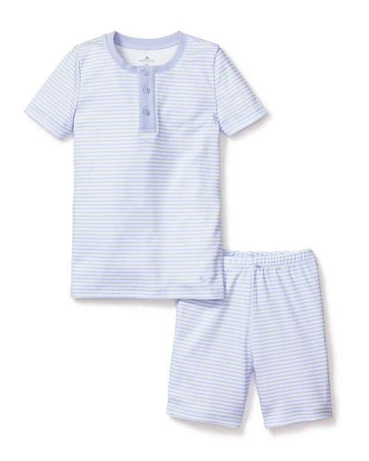 Kid's Pima Snug Fit Pajama Short Set Blue Stripes