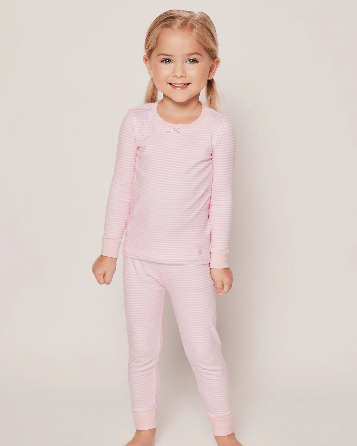 Kid's Pima Snug Fit Pajama Set in Pink Stripes