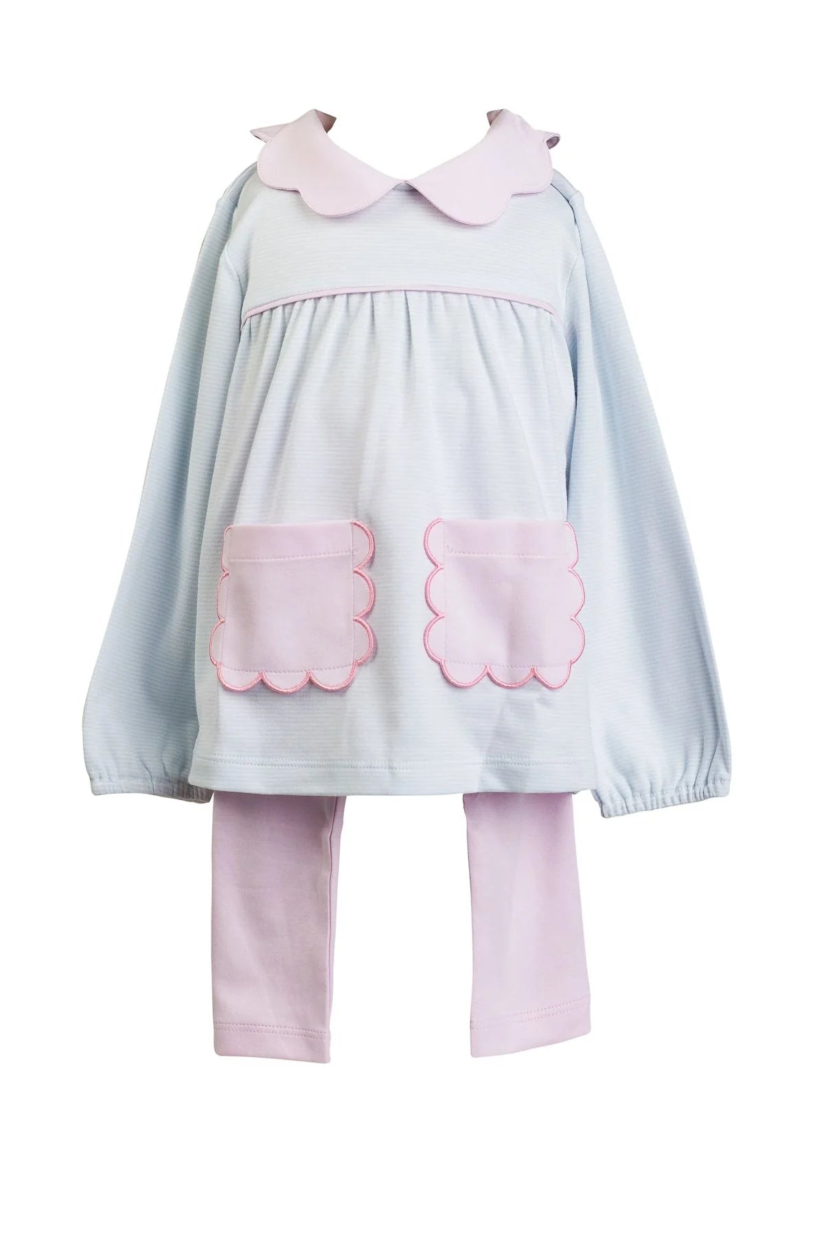 Long Sleeve Scallop Pocket Tunic Set