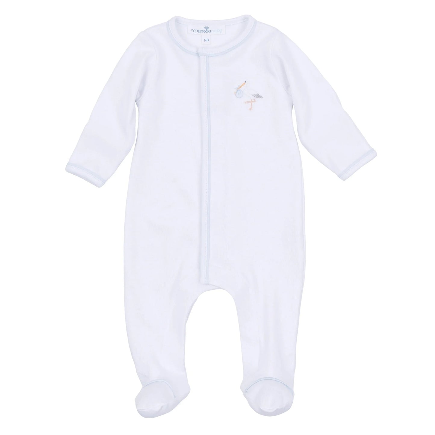 Vintage Stork Footie - Light Blue