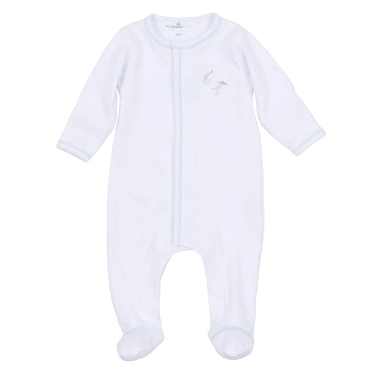 Vintage Stork Footie - Light Blue