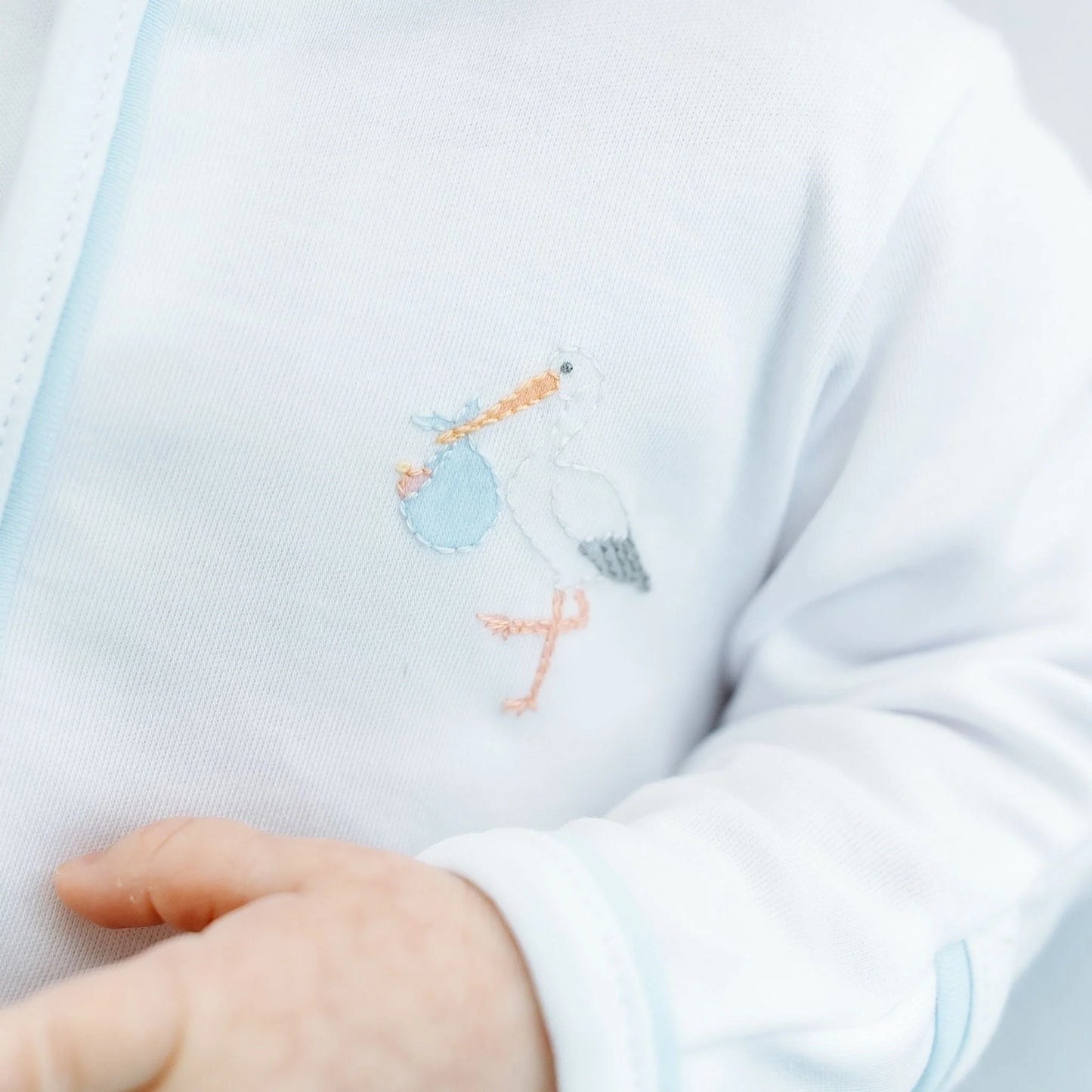 Vintage Stork Footie - Light Blue
