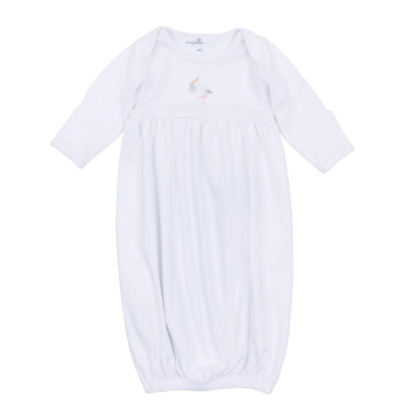 Vintage Stork Gathered Gown - White