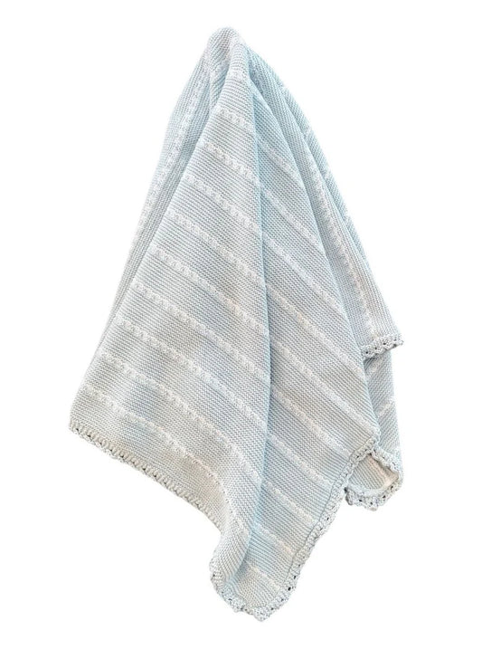 Stripe Blanket- Light Blue with White