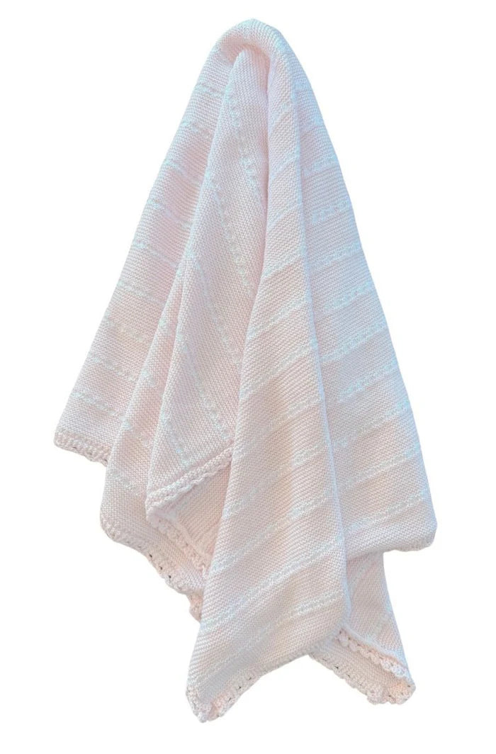 Stripe Blanket- Light Pink with White