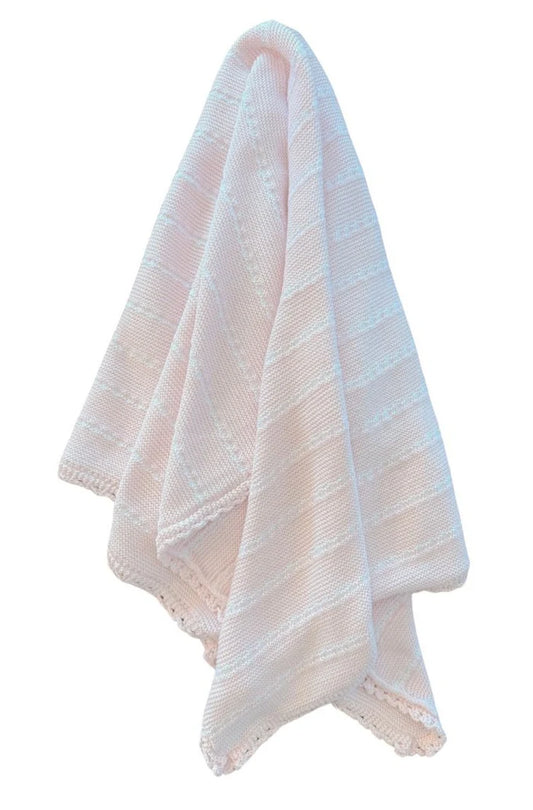 Stripe Blanket- Light Pink with White