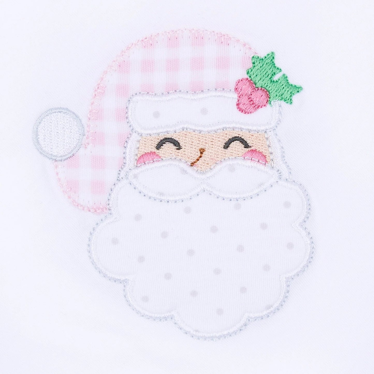 Sweet St. Nick Applique Baby's First Christmas Ruffle Footie- Pink