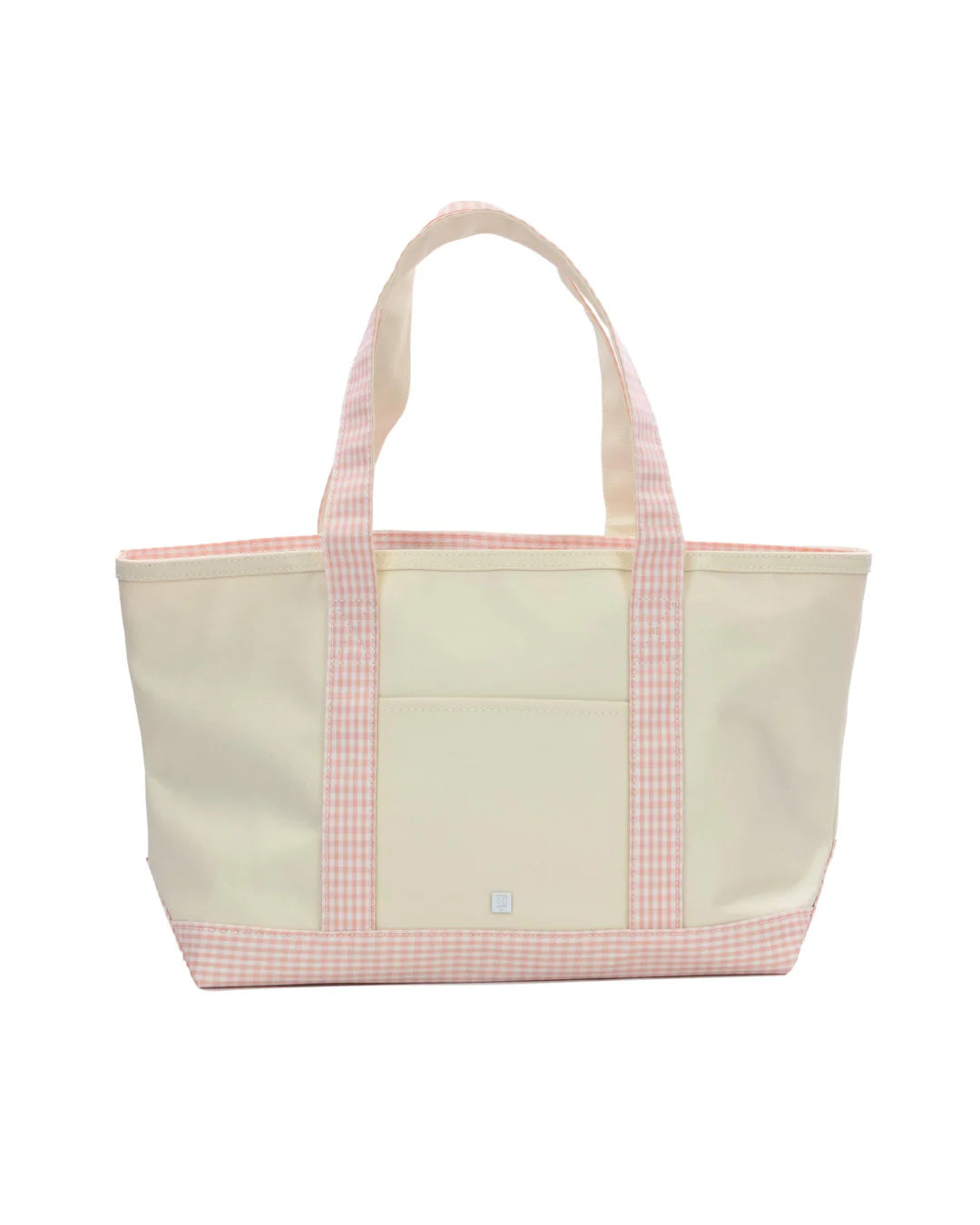 Medium Tote - Coated Canvas Natural with Gingham Taffy Trim