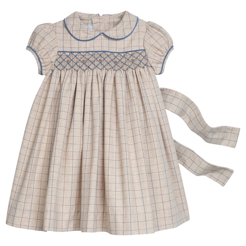 Smocked Natalie Dress- Durham Windowpane