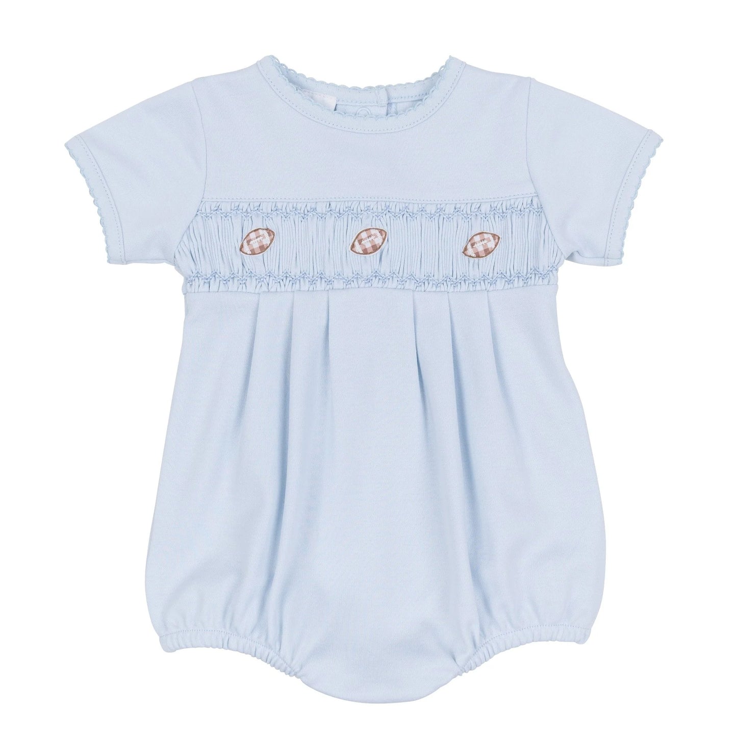 Tiny Tailgater Smocked Bubble- Light Blue
