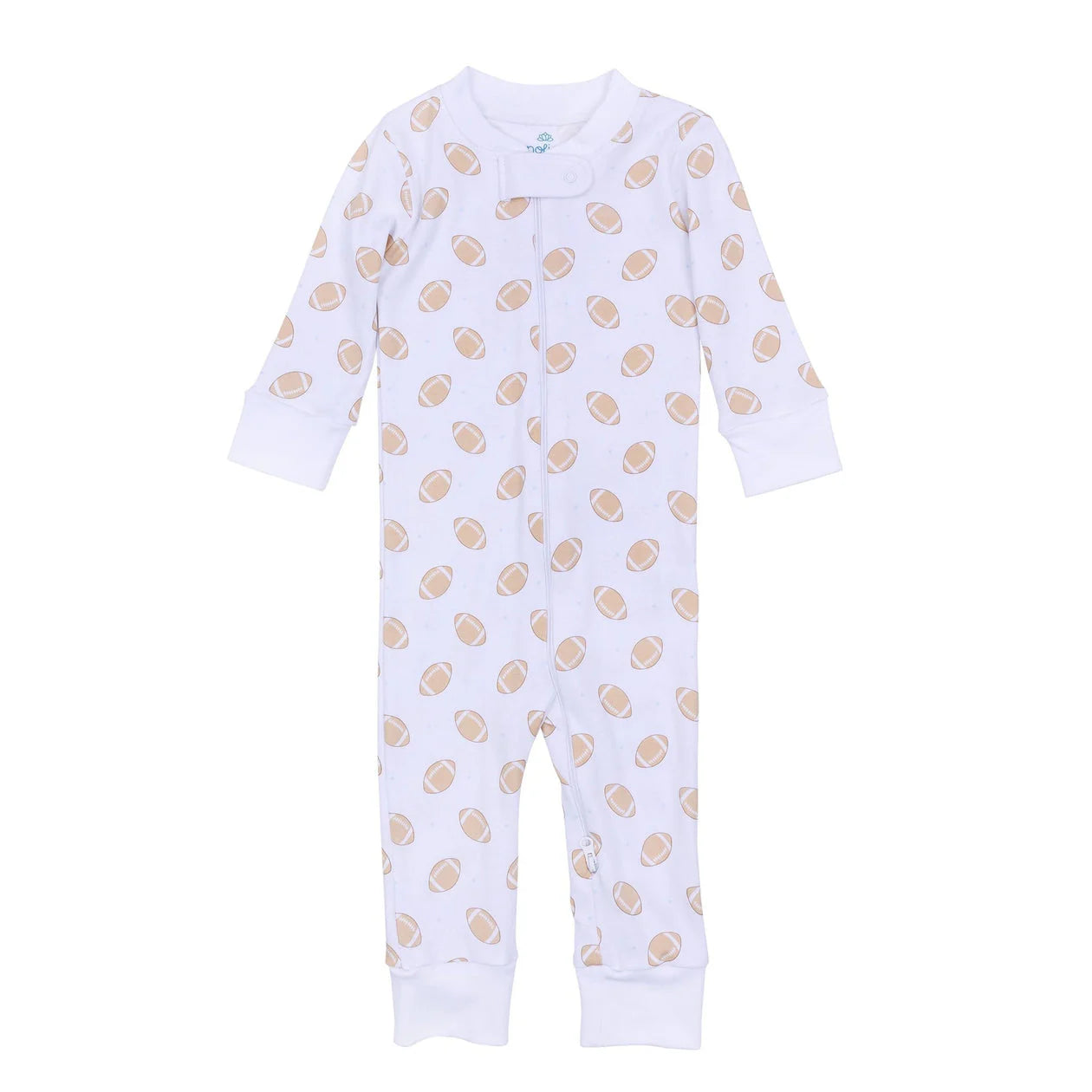 Touchdown Cutie Print Zip Footie - Light Blue