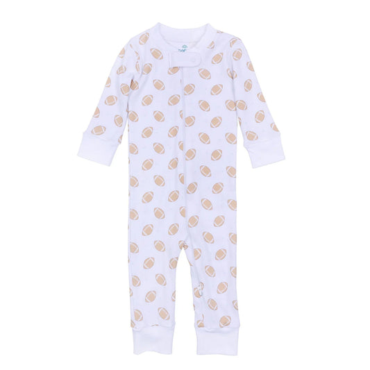 Touchdown Cutie Print Zip Footie - Light Blue