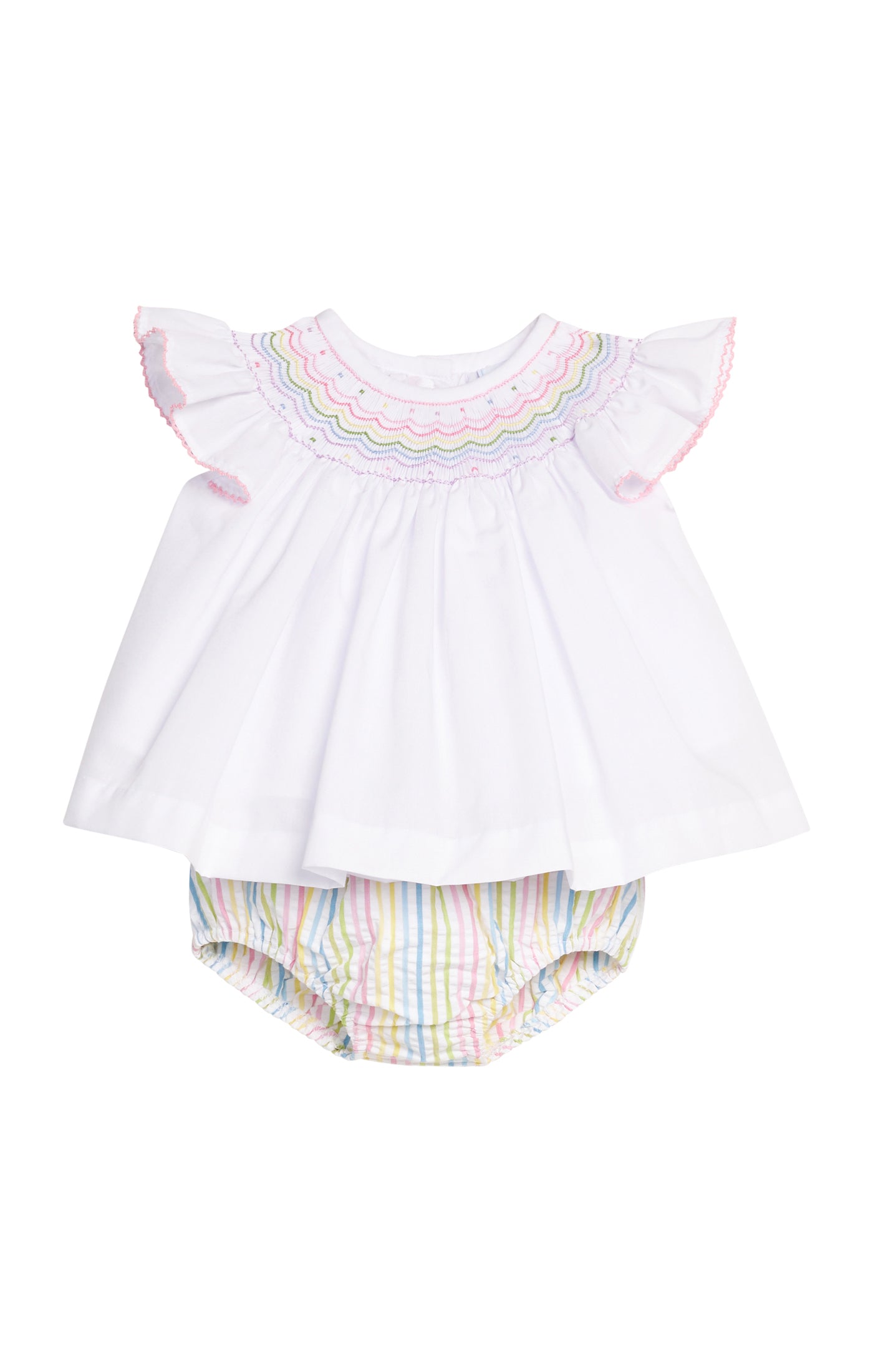 Smocked Bishop Diaper Set - Rainbow