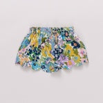 Girl's Scalloped Shorts, Blue Floral