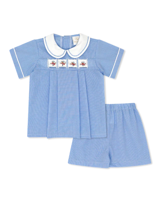 Noah Ribbon Short Set- River Royal Minigingham