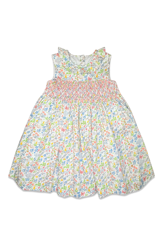 Sleeveless Smocked Christina Dress- Greenville Garden