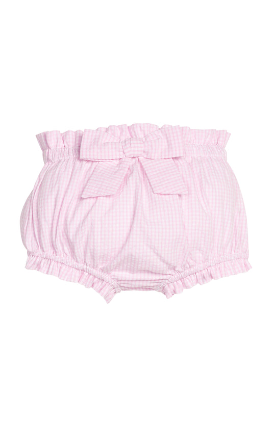 Dottie Bow Diaper Cover-Light Pink Seersucker Gingham