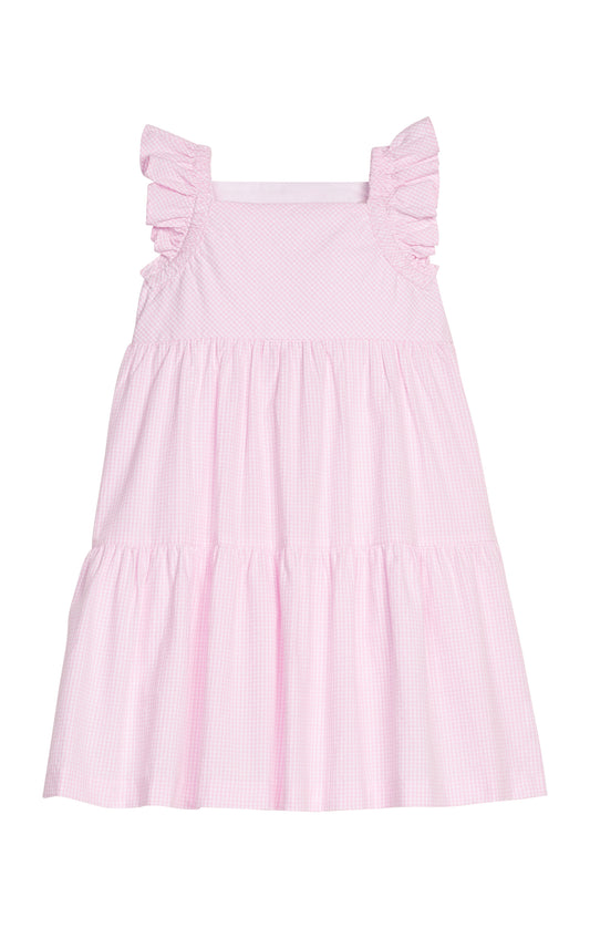 Tiered Katie Dress-Light Pink Seersucker Gingham