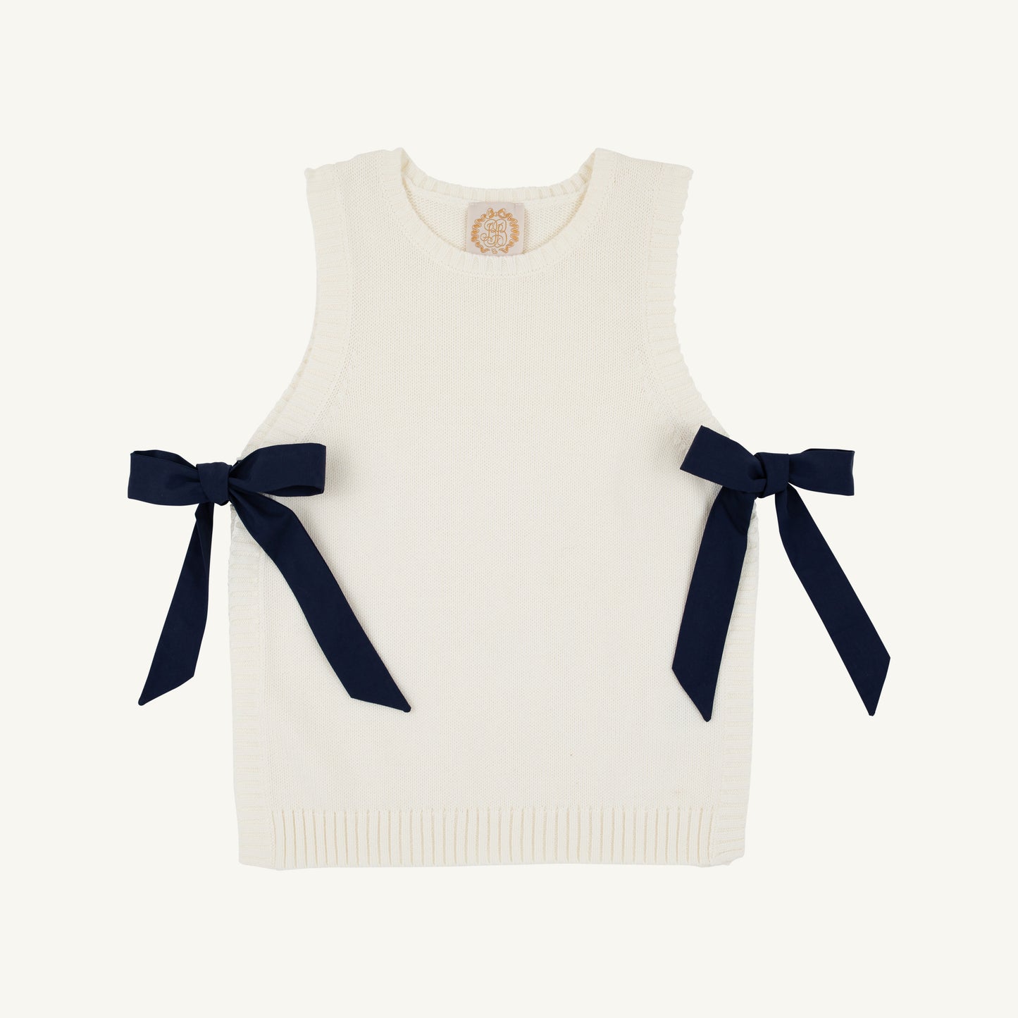 Shae Sweater Vest - Pearl with Navy Ties