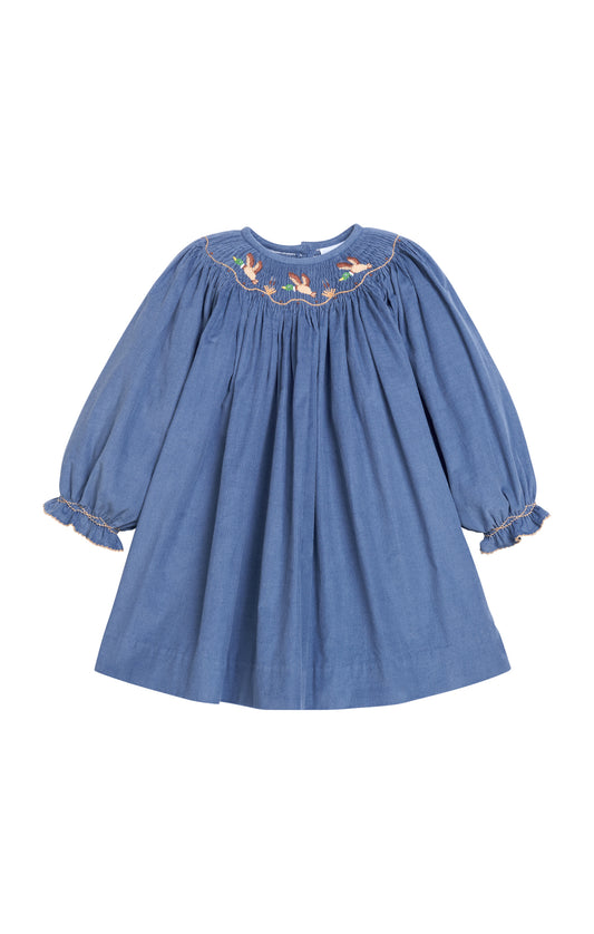 Smocked Bishop Dress- Flying Mallard