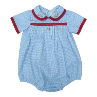 Hank Bubble- Blue Gingham with Cowboy Embroideries