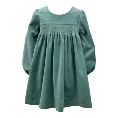 Hermia Dress- Welsh Velvet with Gold Metallic Smocking