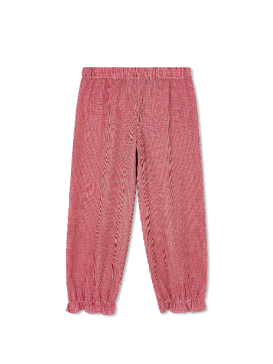 Gloria Gathered Pant - Red Minigingham
