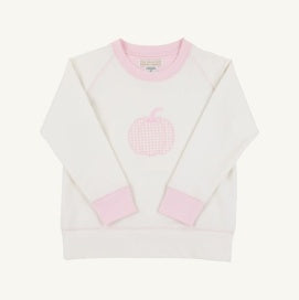 Cassidy Comfy Crewneck- French Terry- Palmetto Pearl/Palm Beach Pink Gingham- Pumpkin