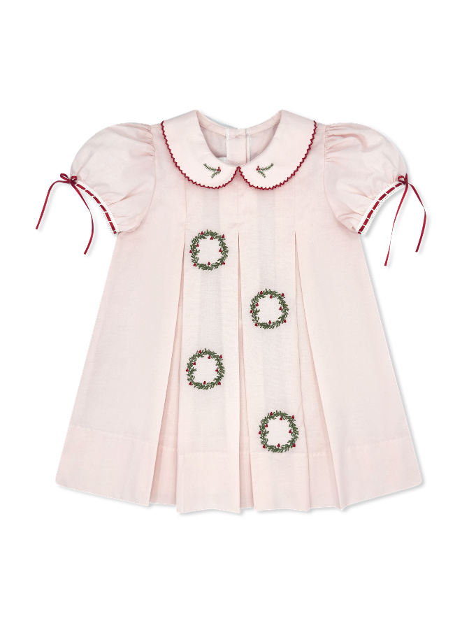 Precious Memories Dress - Pink with Embroidered Wreaths