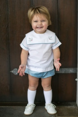 Christian Bloomer Set- Blue Velvet with Holly
