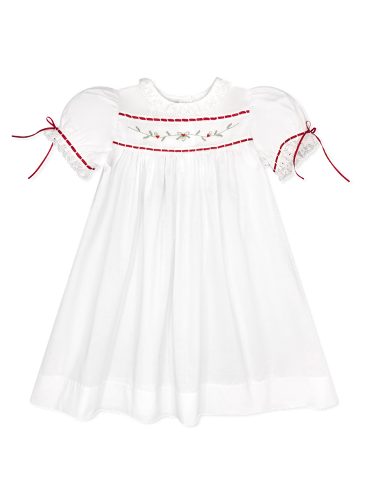 Tiny Town Dress - Embroidered Holly