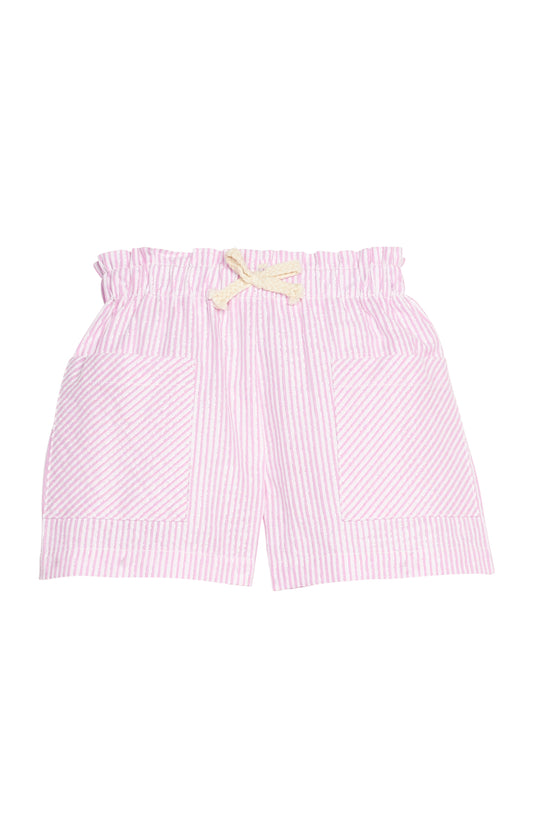 Patch Pocket Shorts - Pink Sparkle Seersucker