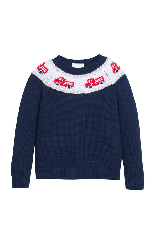 Fire Truck Fair Isle Sweater